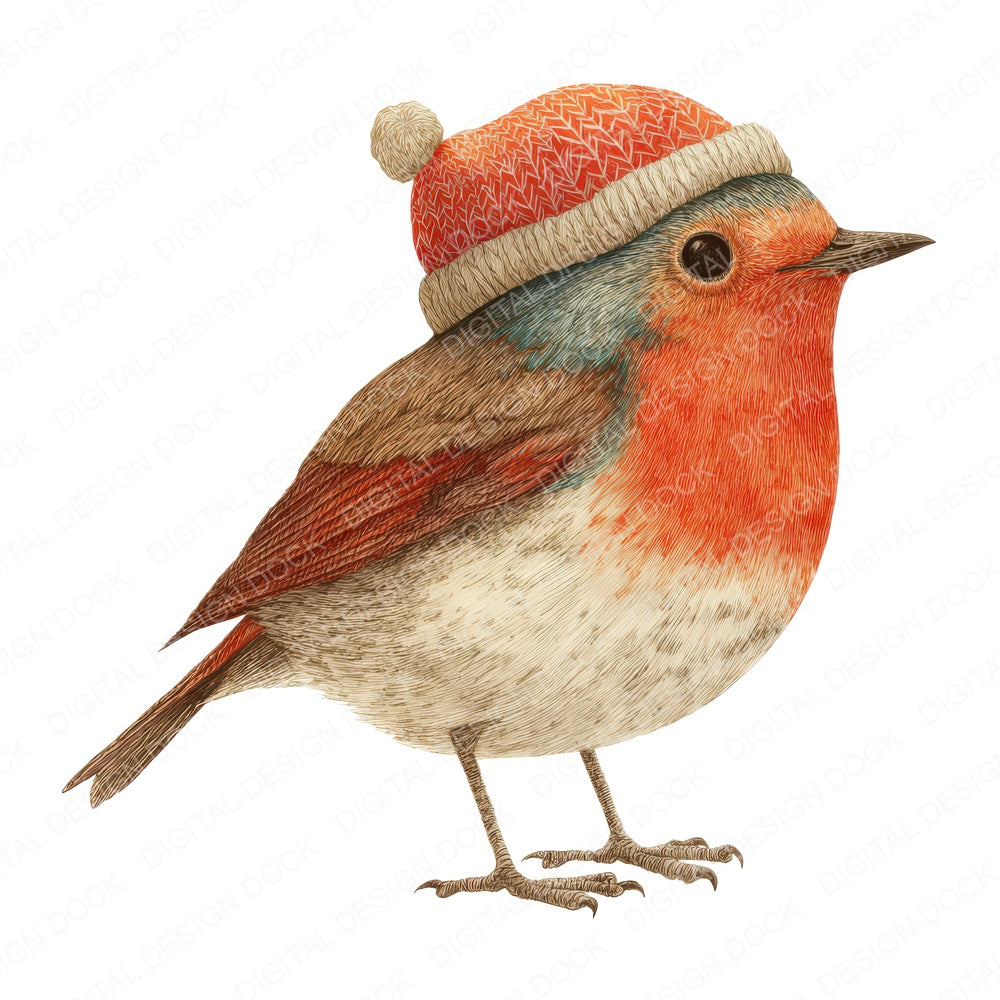 Whimsical Robin Wool Hat fussy cut sheet in A4 format showing all 12 designs on one printable page