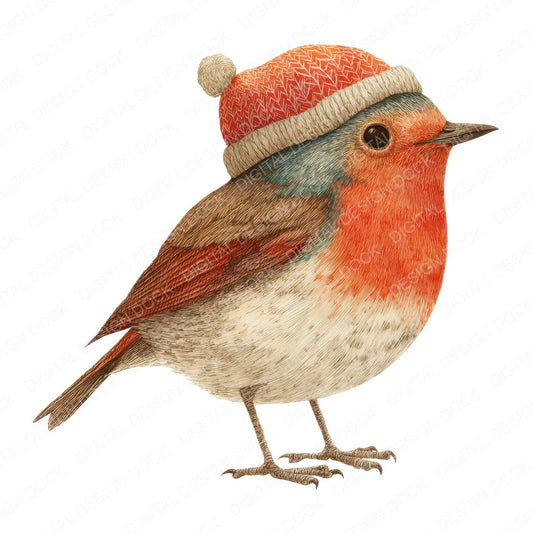 Whimsical Robin Wool Hat fussy cut sheet in A4 format showing all 12 designs on one printable page