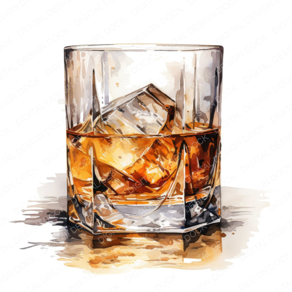 Whiskey Glass Clipart Set (DDD007463)