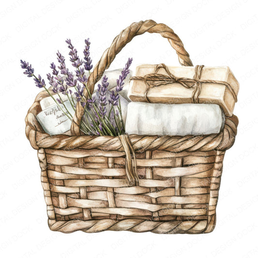Wicker Basket with Soaps Clipart Set (DDD007466)