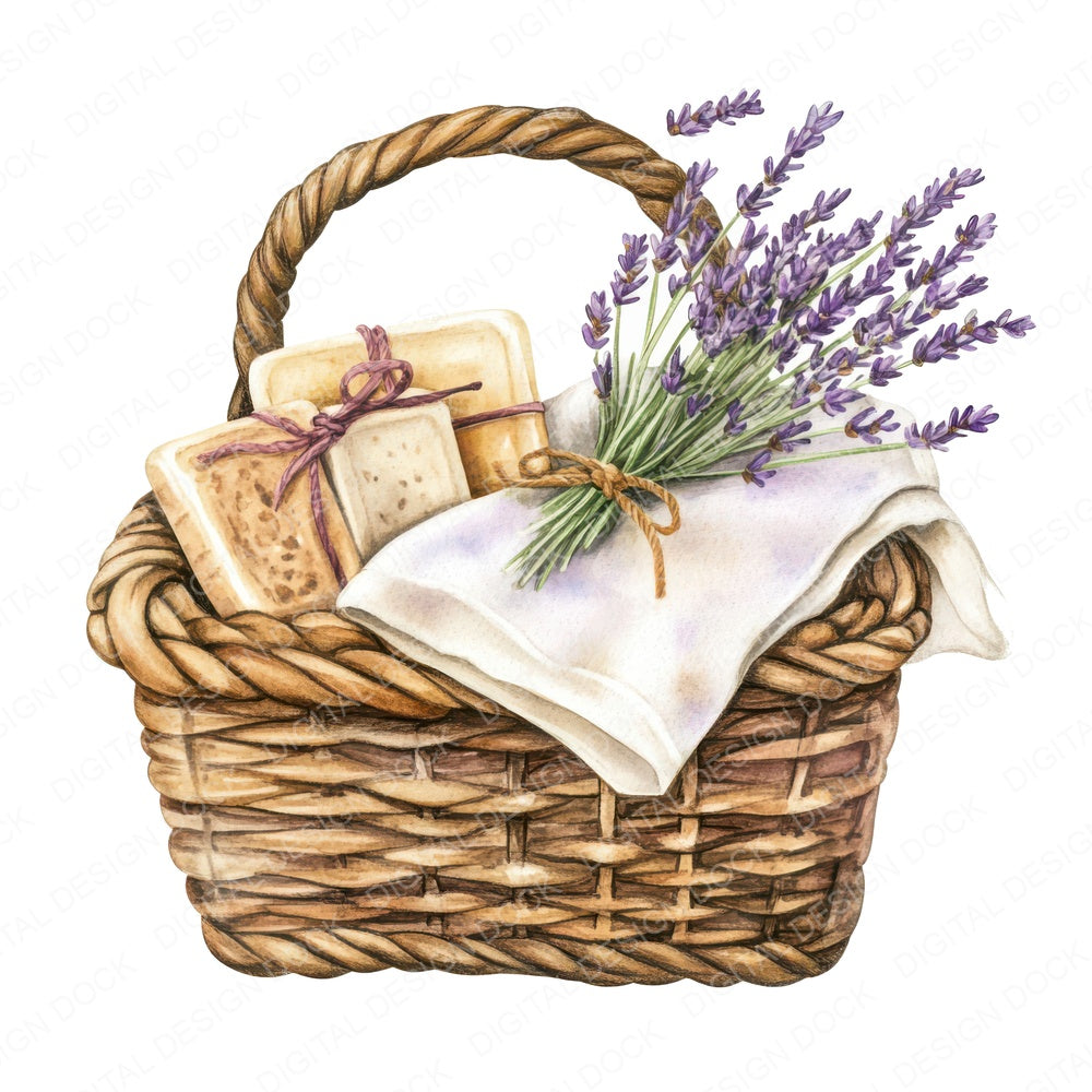 Wicker Basket with Soaps Fussy Cut Sheets (DDD011841)