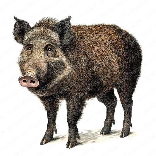 Wild Boar fussy cut sheet in US Letter format showing all 12 designs on one printable page