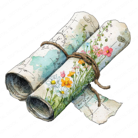 Wildflower Adventure Map fussy cut sheet in A4 format showing all 12 designs on one printable page