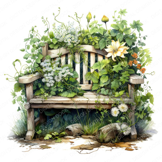 Wildflower Bench fussy cut sheet in A4 format showing all 12 designs on one printable page