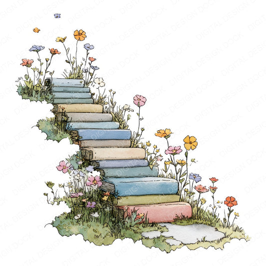 Wildflower Book Dream Staircase fussy cut sheet in A4 format showing all 12 designs on one printable page