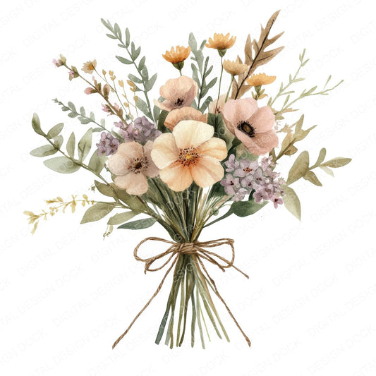 Wildflower Bouquet fussy cut sheet in A4 format showing all 12 designs on one printable page