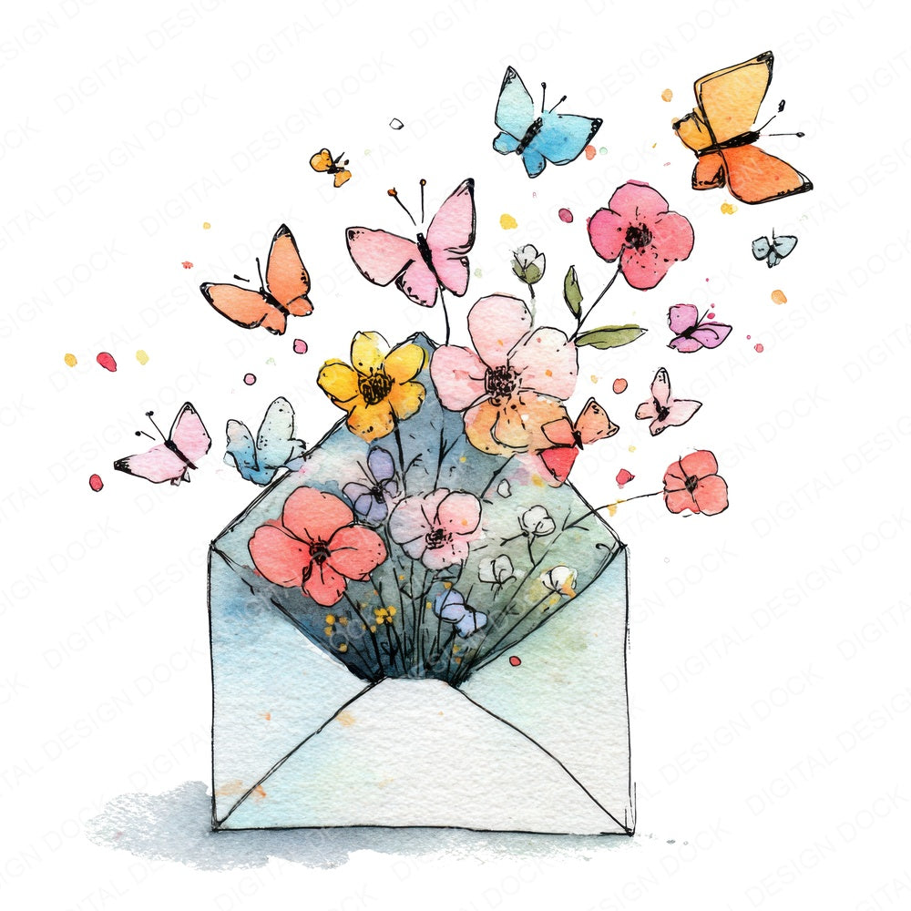 Wildflower Butterfly Mail fussy cut sheet in A4 format showing all 12 designs on one printable page