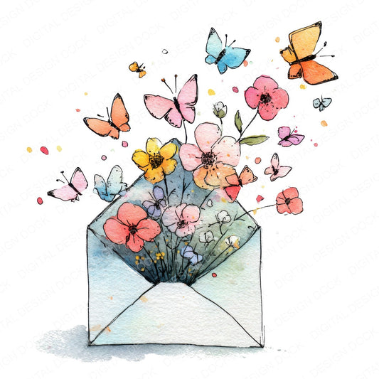Wildflower Butterfly Mail fussy cut sheet in A4 format showing all 12 designs on one printable page