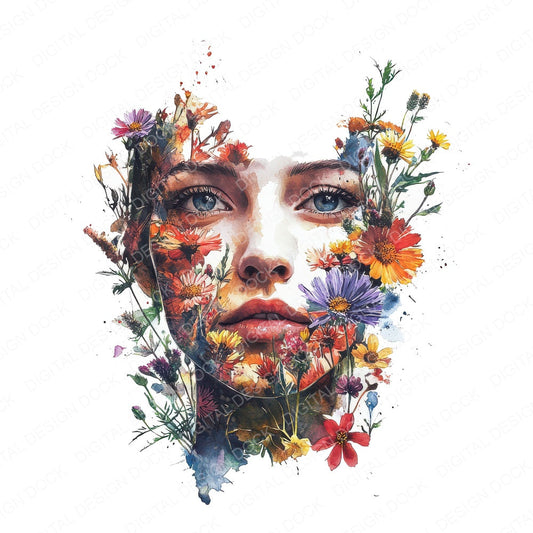 Wildflower Face Merge fussy cut sheet in A4 format showing all 12 designs on one printable page