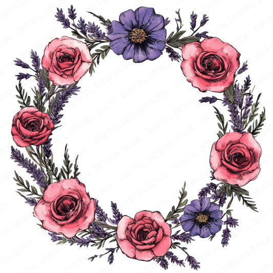 Wildflower Floral Crown fussy cut sheet in US Letter format showing all 12 designs on one printable page