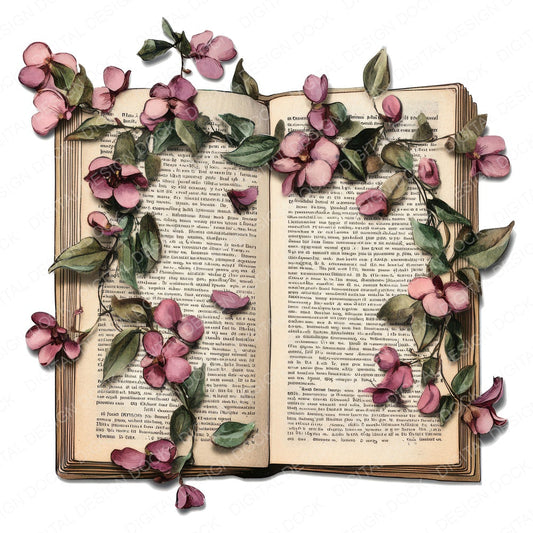 Wildflower Garland on Book fussy cut sheet in A4 format showing all 12 designs on one printable page