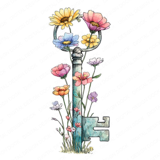 Wildflower Key Bloom fussy cut sheet in A4 format showing all 12 designs on one printable page