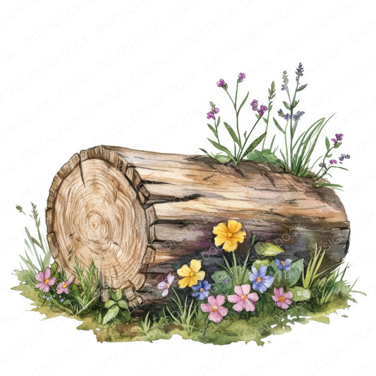 Wildflower Log fussy cut sheet in A4 format showing all 12 designs on one printable page