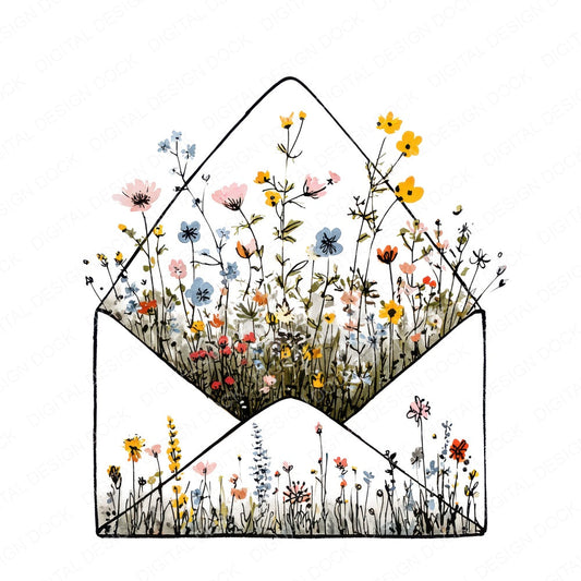 Wildflower Love Letter fussy cut sheet in A4 format showing all 12 designs on one printable page
