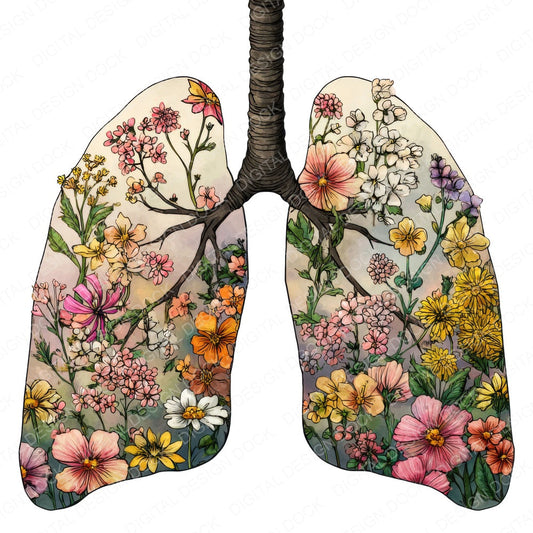 Wildflower Lungs Breath Bloom fussy cut sheet in A4 format showing all 12 designs on one printable page