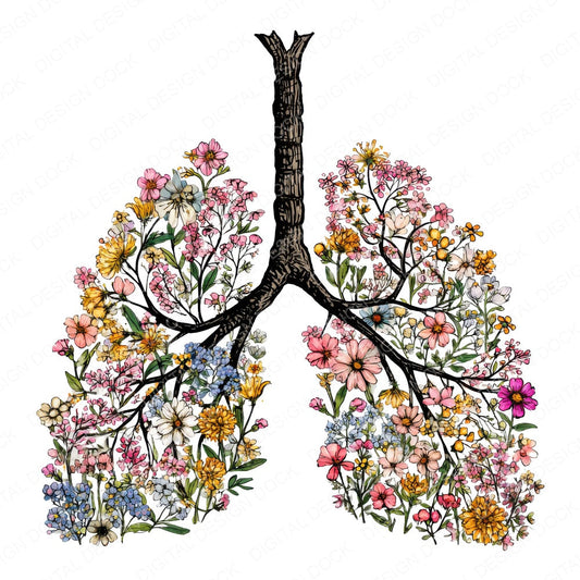 Wildflower Lungs Breath Bloom fussy cut sheet in US Letter format showing all 12 designs on one printable page