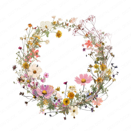 Wildflower Meadow Wreath fussy cut sheet in A4 format showing all 12 designs on one printable page