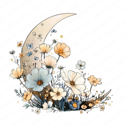 Wildflower Moon Garden fussy cut sheet in A4 format showing all 12 designs on one printable page