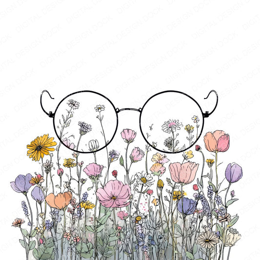 Wildflower Nature View Glasses fussy cut sheet in A4 format showing all 12 designs on one printable page