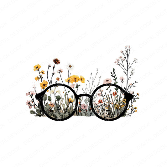 Wildflower Nature View Glasses fussy cut sheet in US Letter format showing all 12 designs on one printable page
