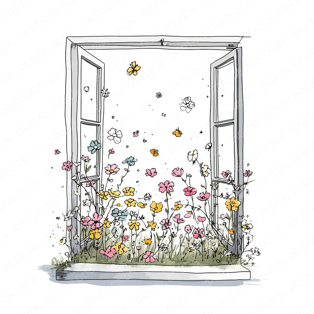 Wildflower Open Window fussy cut sheet in A4 format showing all 12 designs on one printable page