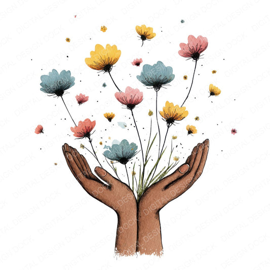 Wildflower Release Hands fussy cut sheet in A4 format showing all 12 designs on one printable page