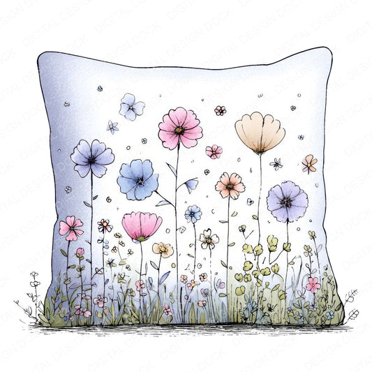 Wildflower Rest Pillow fussy cut sheet in A4 format showing all 12 designs on one printable page