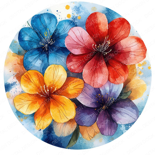 Wildflower Round Design fussy cut sheet in A4 format showing all 12 designs on one printable page