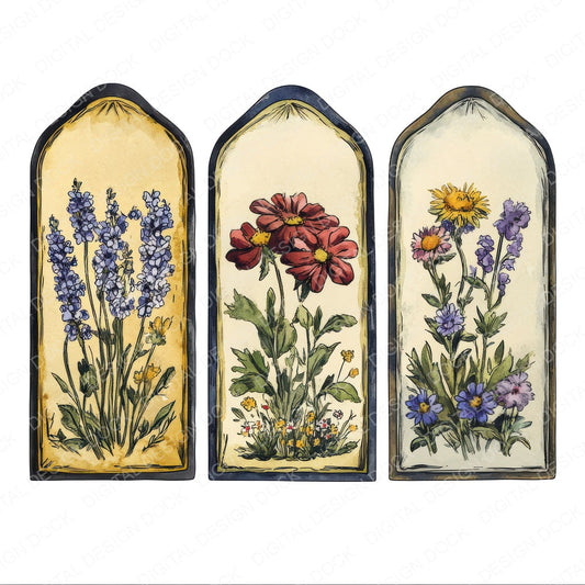 Wildflower Seed Packets fussy cut sheet in US Letter format showing all 12 designs on one printable page