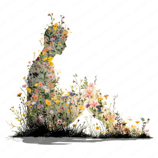 Wildflower Shadow Silhouette fussy cut sheet in A4 format showing all 12 designs on one printable page