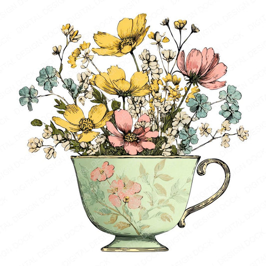 Wildflower Teacup Clipart Set (DDD007509)