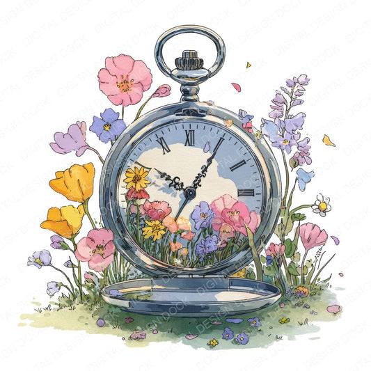 Wildflower Time Bloom fussy cut sheet in US Letter format showing all 12 designs on one printable page