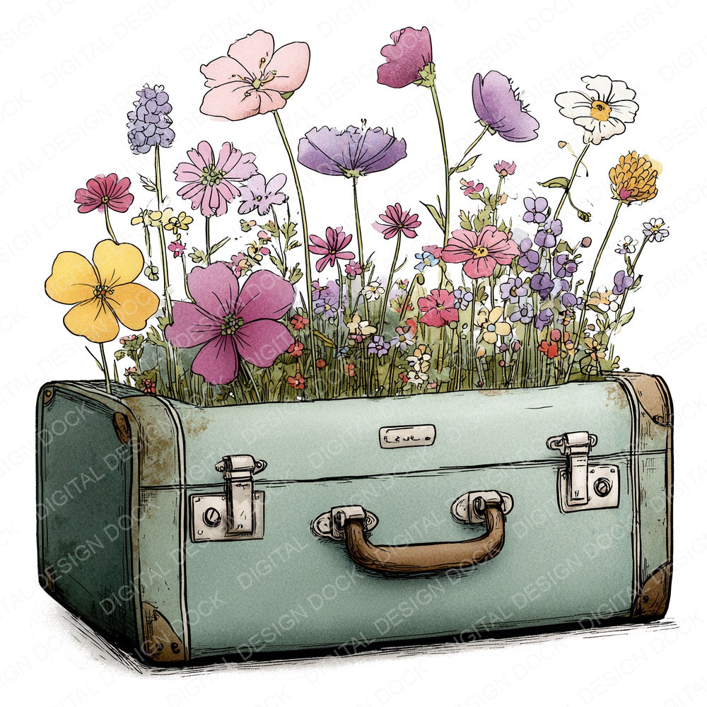 Wildflower Travel Case fussy cut sheet in A4 format showing all 12 designs on one printable page