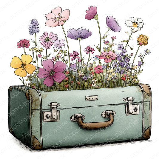 Wildflower Travel Case fussy cut sheet in A4 format showing all 12 designs on one printable page