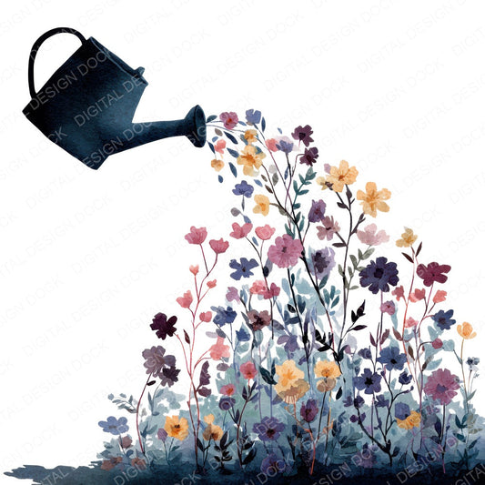 Wildflower Water Pour fussy cut sheet in A4 format showing all 12 designs on one printable page