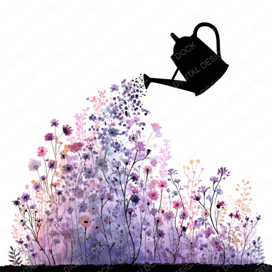 Wildflower Water Pour fussy cut sheet in US Letter format showing all 12 designs on one printable page