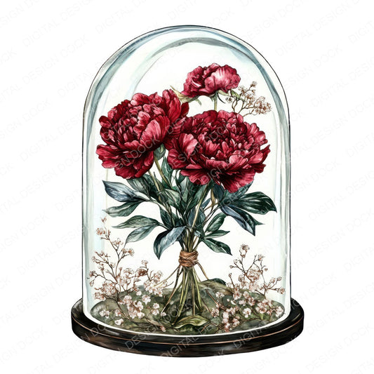 Wilted Flowers in Bell Jar fussy cut sheet in A4 format showing all 12 designs on one printable page