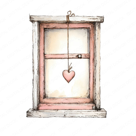 Window Hanging Heart fussy cut sheet in A4 format showing all 12 designs on one printable page