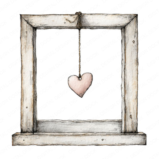 Window Hanging Heart fussy cut sheet in US Letter format showing all 12 designs on one printable page