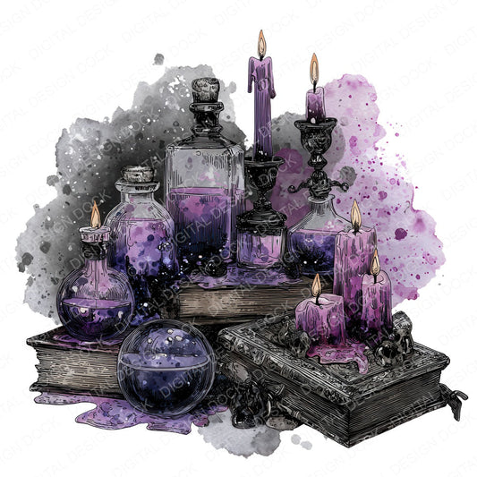 Witchy Potion Halloween Centrepiece fussy cut sheet in A4 format showing all 12 designs on one printable page