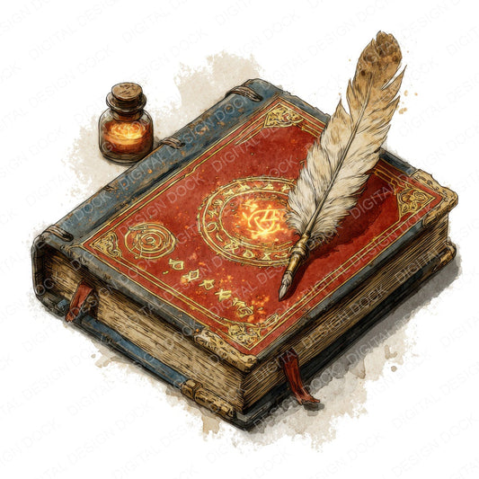 Wizards Spellbook fussy cut sheet in A4 format showing all 12 designs on one printable page