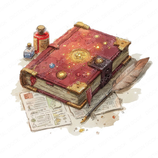 Wizards Spellbook fussy cut sheet in US Letter format showing all 12 designs on one printable page