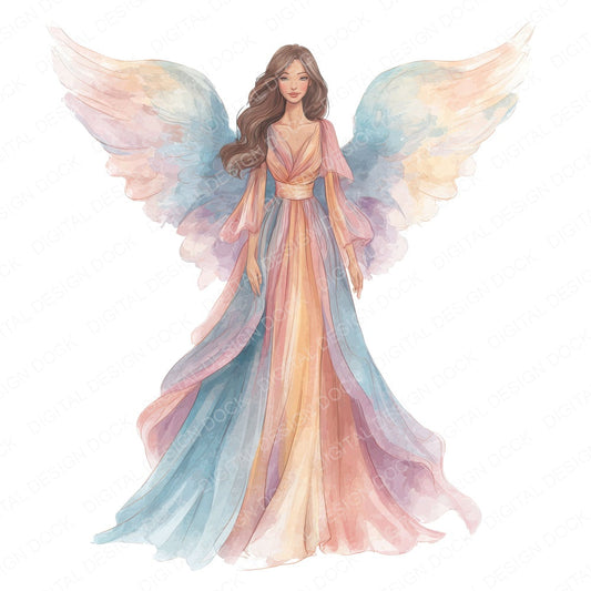 Woman Angel Watercolour fussy cut sheet in A4 format showing all 12 designs on one printable page