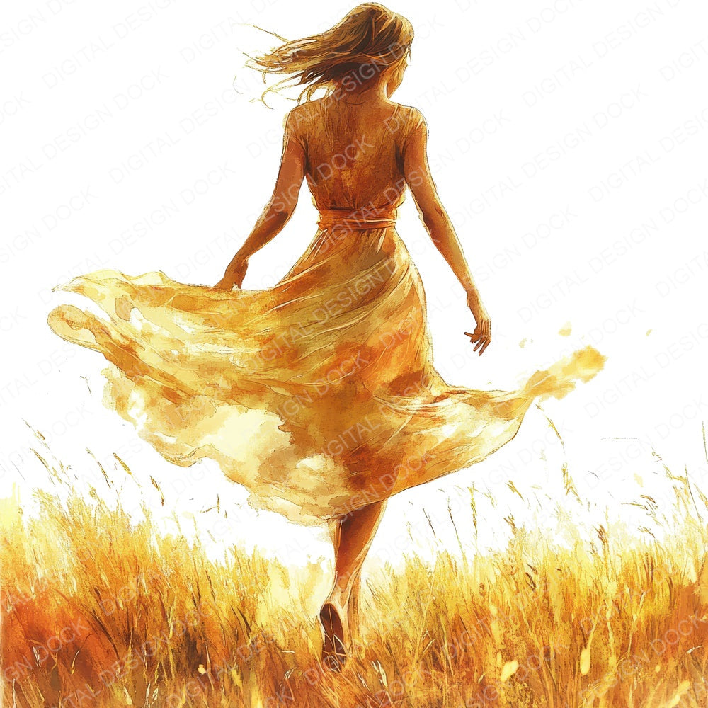 Woman Walking Barefoot fussy cut sheet in A4 format showing all 12 designs on one printable page