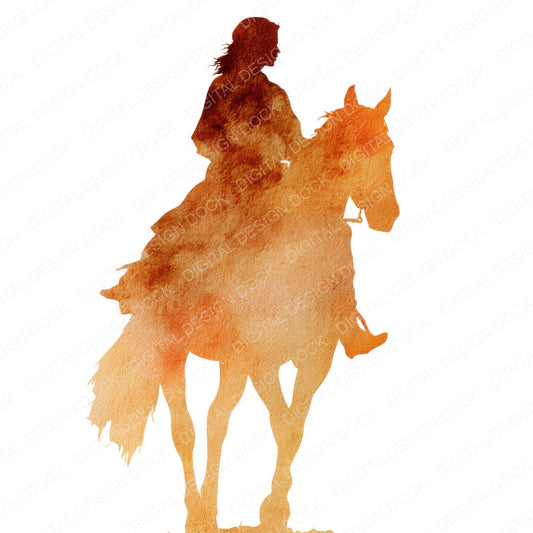 Woman on Horse Silhouette fussy cut sheet in US Letter format showing all 12 designs on one printable page