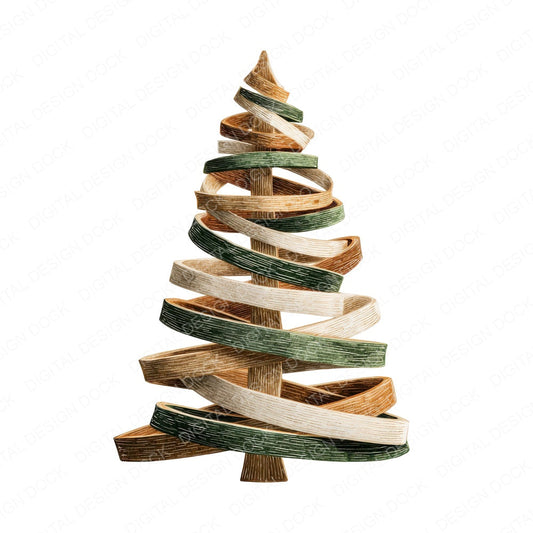 Wooden Branch Christmas Tree fussy cut sheet in A4 format showing all 12 designs on one printable page