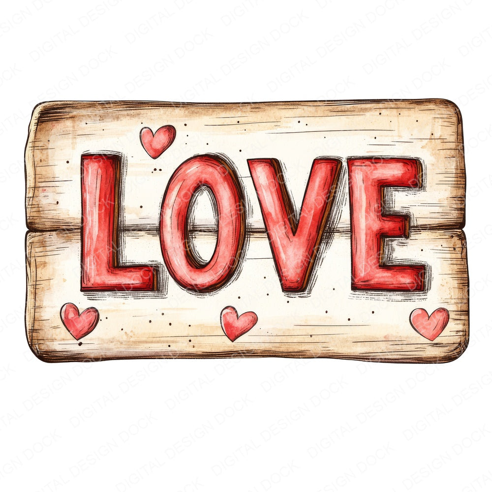 Wooden Love Sign fussy cut sheet in A4 format showing all 12 designs on one printable page