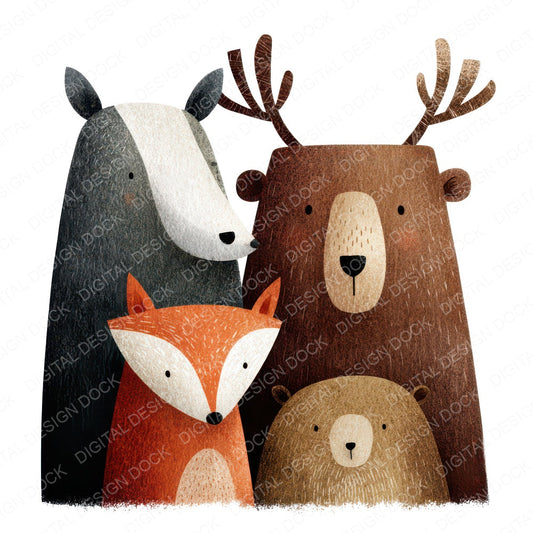 Woodland Animal Friends Clipart Set (DDD008266)