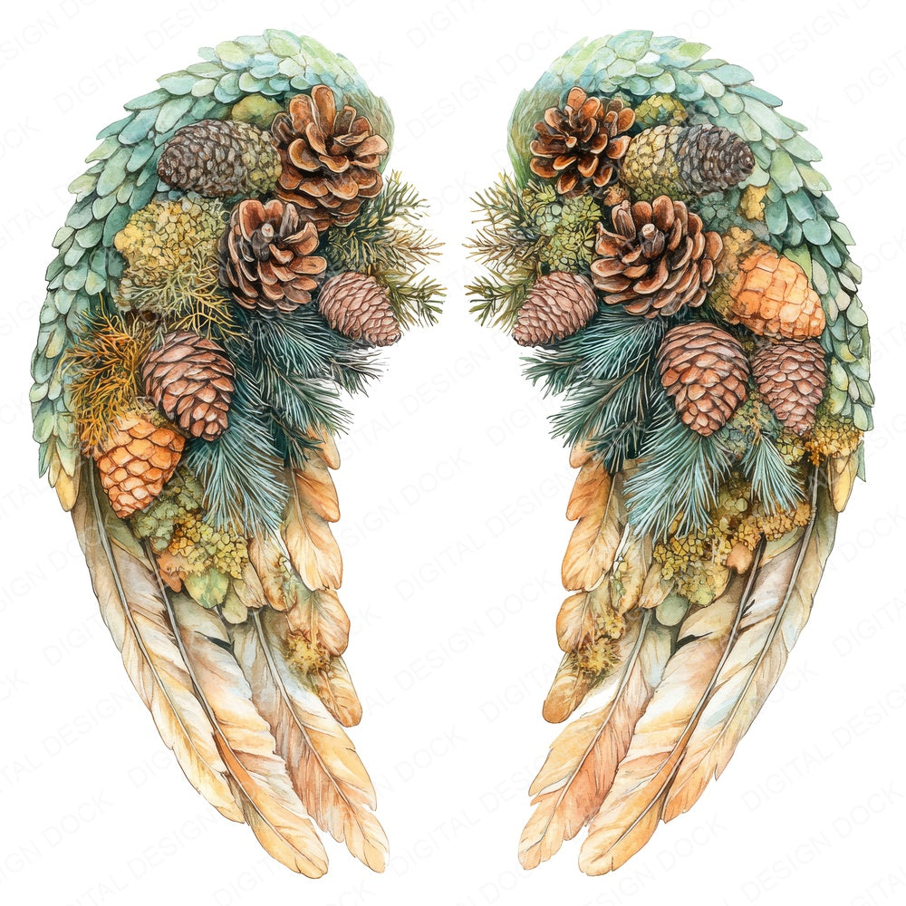 Woodland Charm Angel Wings fussy cut sheet in A4 format showing all 12 designs on one printable page