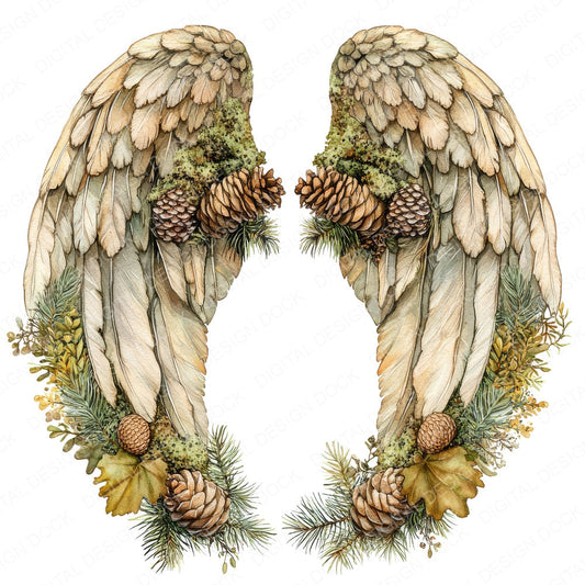 Woodland Charm Angel Wings fussy cut sheet in US Letter format showing all 12 designs on one printable page